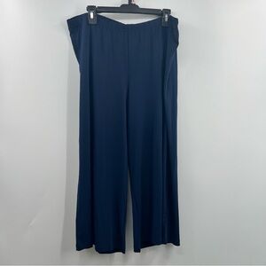 Bob Mackie Pull-On Knit Gaucho Pants plus size 1X wide leg crop NWT Navy